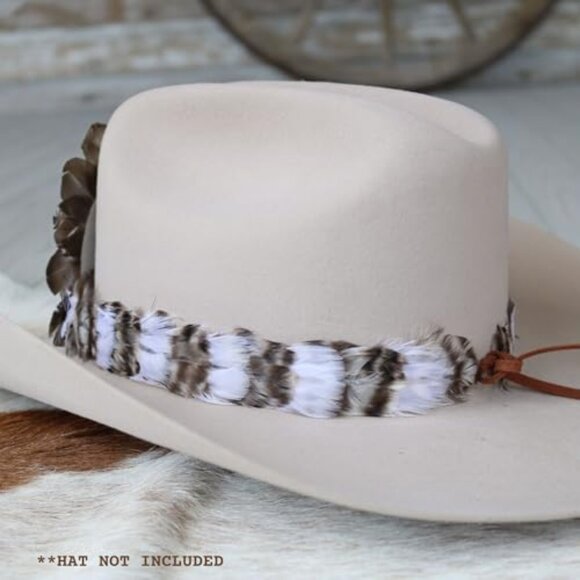 Feather Hat Band Adjustable Western Boho Chic Handmade Accessory Unisex main image 6